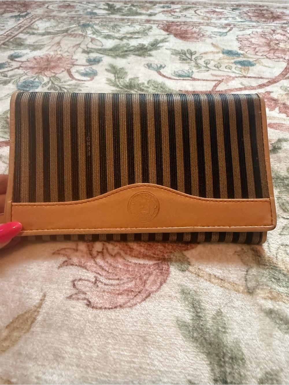 Vintage Fendi Pequin Stripe Continental Wallet Made in Italy